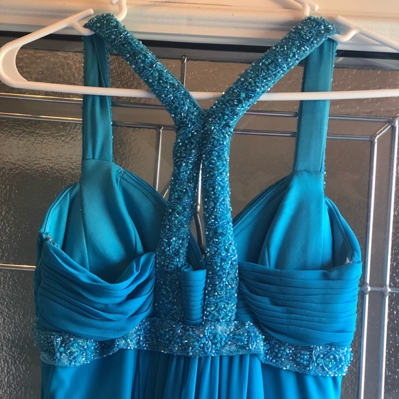 Beaded Teal Prom Dress (or for a formal Wedding) - Picture 3 of 4